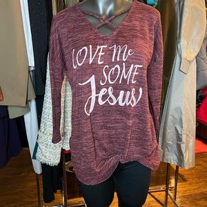 Burgundy Jesus Sweater.